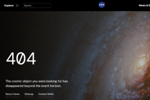 esempio pagina errore 404 Nasa