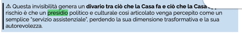 estratto report strategico punto e virgola per casa delle donne Viareggio